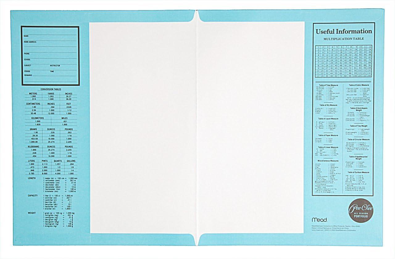 imageMead 2Pocket Folders Color Talk Pee Chee Portfolio Assorted Colors 5Pack 73331Light Blue