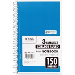 imageMead 06900 Spiral Notebook 3 Subjects MediumCollege Rule Assorted Color Covers 95 x 55 150 Sheets Sold As 1 Notebook
