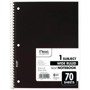 imageMead Spiral Notebook 1 Subject Wide Ruled Paper 70 Sheets 1012quot x 8quot Green 05510AC5Black