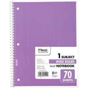 imageMead Spiral Notebook 1 Subject Wide Ruled Paper 70 Sheets 1012quot x 8quot Green 05510AC5Purple