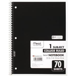 imageMead Spiral Notebooks 1 Subject College Ruled 70 Sheets 24 Pack 73705Black