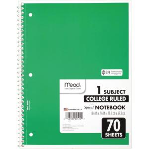 imageMead Spiral Notebooks 1 Subject College Ruled 70 Sheets 24 Pack 73705Green