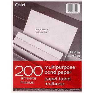 imageMead Multipurpose Paper 812quot x 11quot Letter Size Bond White 200 SheetsPack 39200200 Sheets