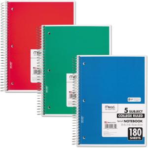 imageSpiral 5 Subject Notebook 180 Sheets