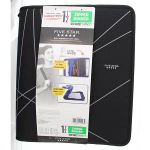 imageFive Star 29058 812quot X 11quot 3 Ring Zipper Binder Assorted Colors