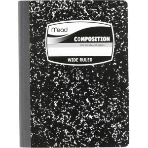 imageMEA09910  Sewn Black Marble Cover Composition Book with Wide Rule 1132 100 Sheet Media Size 75quot x 975quotSheet Size 934 x 712