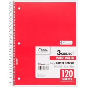 imageNotebook Spiral 3 Subject 120 Ct Pack of 3