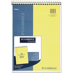 imageCambridge 59880 Stiff Back Wire Bound Notebook Wide Rule 8 12 x 11 Canary Paper 70 Sheets