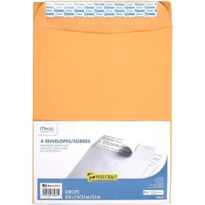 imageMeadwestvaco 76082 10 X 13 Heavyweight Kraft PressItSealIt Envelopes 4 CtOne Size