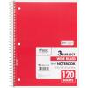 imageMead Spiral Notebooks 3 Subject Wide Ruled Paper 120 Sheets 1012 x 712 Red Green Blue 3 Pack 73179RedGreenBlue