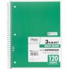 imageMead Spiral Notebooks 3 Subject Wide Ruled Paper 120 Sheets 1012 x 712 Red Green Blue 3 Pack 73179RedGreenBlue