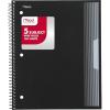 imageMead Spiral Notebook 5 Subject College Ruled Paper Plastic Cover 812 x 11 160 Sheets Black 820206FEWide Ruled