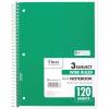 imageMead Spiral Notebooks 3 Subject Wide Ruled Paper 120 Sheets 1012 x 712 Red Green Blue 3 Pack 7317904 Green