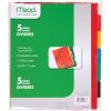 imageMead Tab Dividers with Pocket 3 Hole Punch Fits 3 Ring Binder Assorted Colors 5 Pack 200381 Pack