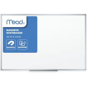 imageMead Dry Erase White Board 72 x 48 Magnetic Whiteboard for Horizontal or Vertical Mount WhiteSilver SM8535836W x 24H