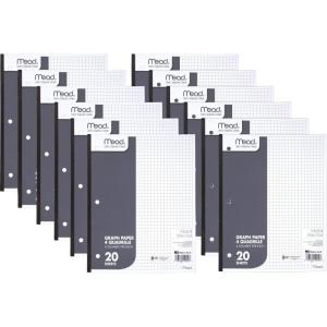 imageMead Graph Paper Pad Quadrille 4 Squares per Inch 11 x 812 20 Sheets 12 PadsPack 19010Pack of 48