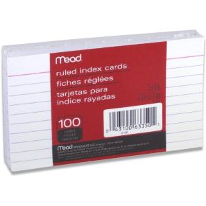imageMead Index Cards Ruled 3 x 5 Inch White 100 Per Pack 4 PACK
