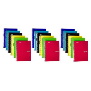 imageMead Spiral Notebook College Ruled 2 Subject 6 x 95 Inches 100 Sheets Assorted Colors 18 Pack 06180 Office Product