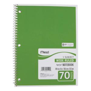 imageMead Spiral Notebook1SubjectWide Rule70 Sh1012x8Ast Units per case 21