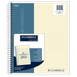 imageMeadWestvaco 59882 812 X 11 White Cambridge Stiff Back Wirebound Notebook