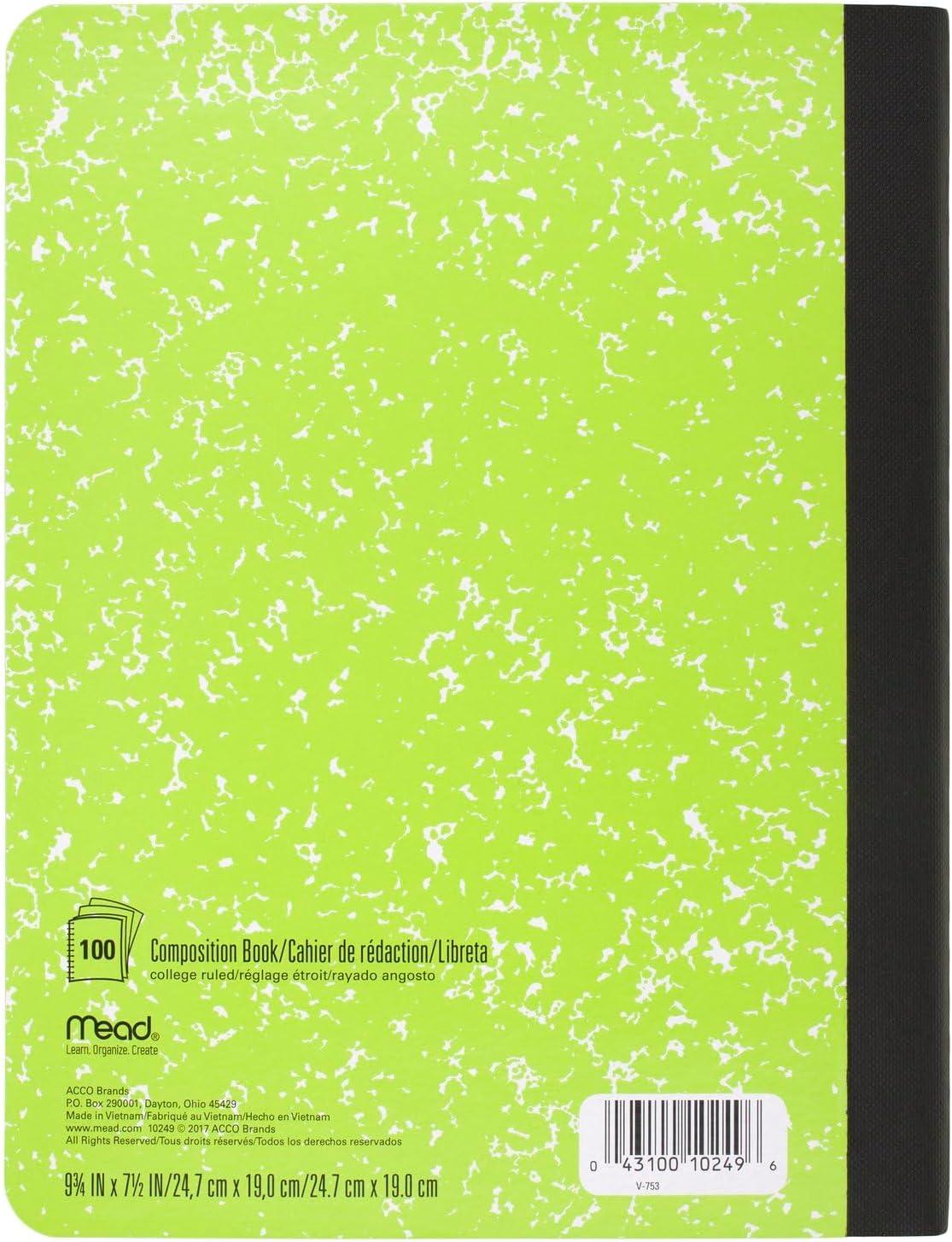 imageMead Composition Notebook Wide Ruled 75 x 975 Paper 100 Sheets Assorted Colors 6 Pack 950154Assorted Bright