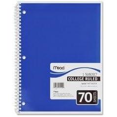 imageSpiral Notebook CollegeRuled 105 x 8In 70Ct