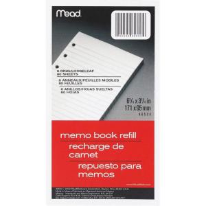 imageMead 6ring Memo Book Refill College Rule 6hp 634 X 334 80 Sheets White Pk  Mea46534 2 Pack2
