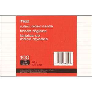 imageMead Index Cards 4X6 100PkgRuled White