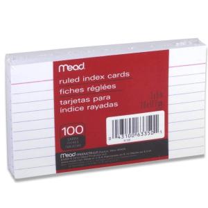 imageMead Index Cards Ruled 3 x 5 Inch White 100 Count Per Pack 8 Pack