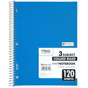 imageMead 3 Subject Spiral Notebook College Ruled 6710